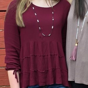 American Eagle Red Long Sleeve Top